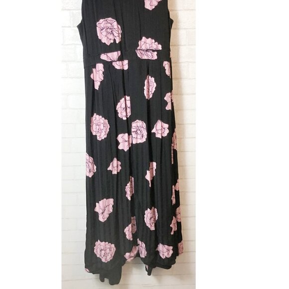 Jessica Simpson Sleeveless Pink Floral Wrap Maxi Maternity Black Dress Size L - Picture 11 of 12